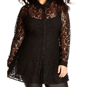City Chic Black Lacey Blouse